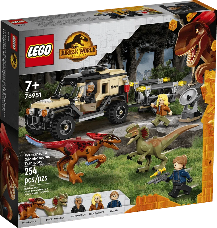 Building blocks with built - in lights for added visual appeal LEGO JURASSIC WORLD 76951 Pyroraptor and Dilophosaurus Transport Building blocks with built - in lights for added visual appeal LEGO JURASSIC WORLD 76951 Pyroraptor and Dilophosaurus Transport