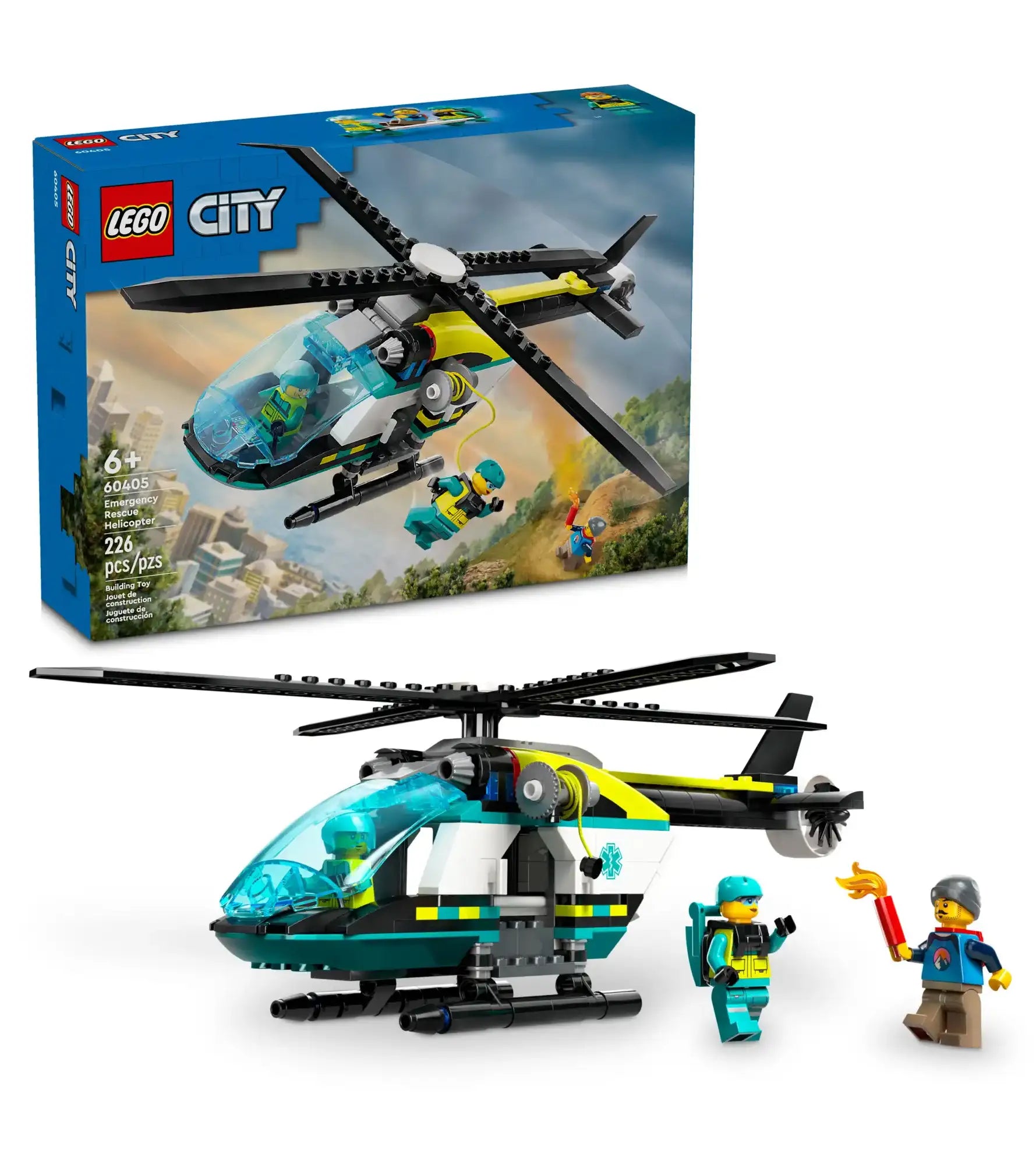 Building blocks for making silo models​ LEGO CITY 60405 Emergency Rescue Helicopter