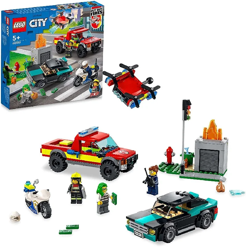 Ocean - themed building blocks with sea creature pieces LEGO CITY 60319 Fire Rescue & Police Chase Ocean - themed building blocks with sea creature pieces LEGO CITY 60319 Fire Rescue & Police Chase