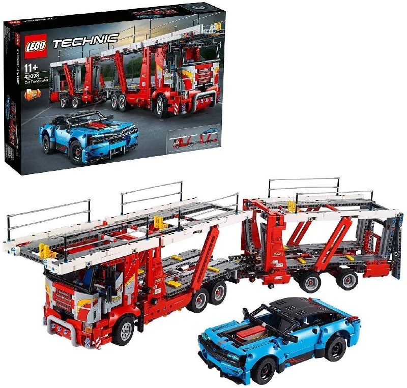 Building blocks for making bus - station models​ LEGO TECHNIC 42098 Car Transporter - to - Truck and Show Cars, 2 in 1 Model, Advanced Construction Set