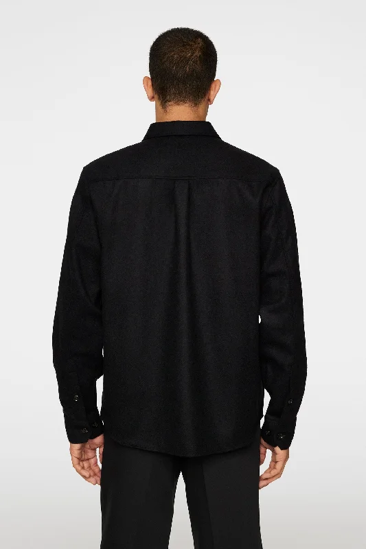 Flat Wool Overshirt / Black