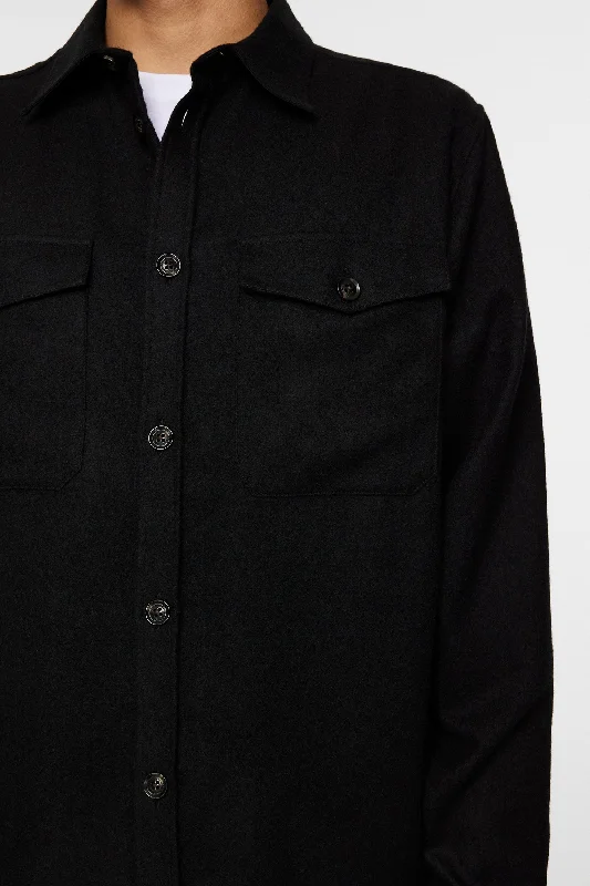 Flat Wool Overshirt / Black