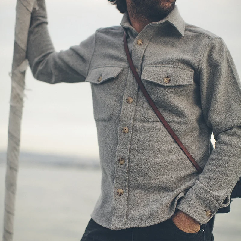 The Maritime Shirt Jacket in Ash Melton Wool