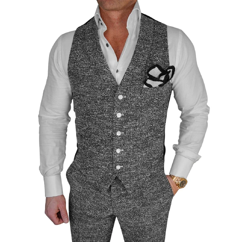 Carbon Grano Tweed Ciottoli Waistcoat