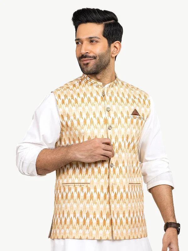 Men's Beige Waist Coat - EMTWC22-35782