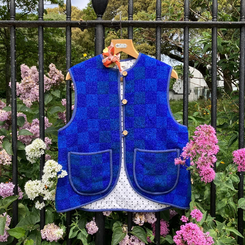 Hand made recycled checkerboard Gaiety blanket vest