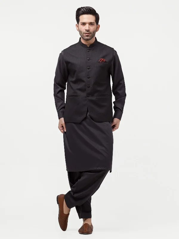 Men's Black Waist Coat - EMTWC23-35863