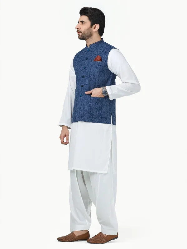 Men's Blue Waist Coat - EMTWC22-35816