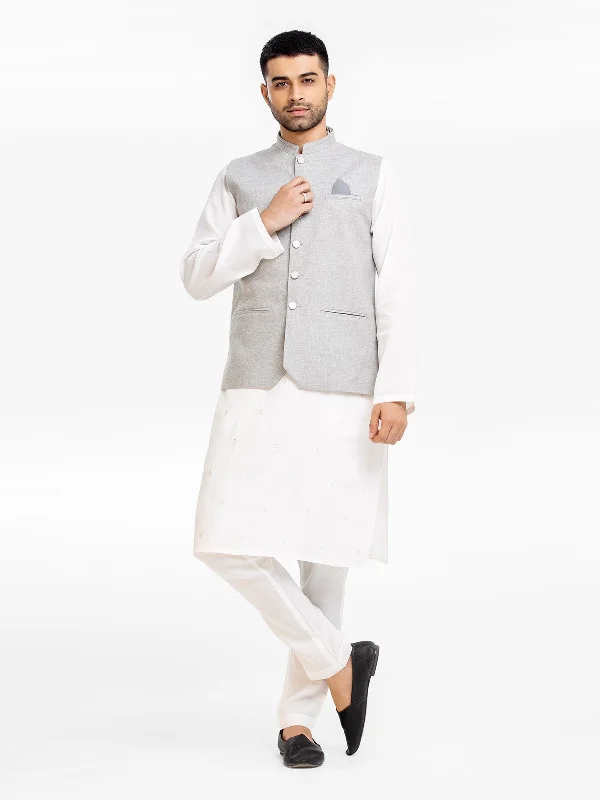 Men's Light Grey Waist Coat - EMTWC23-35875