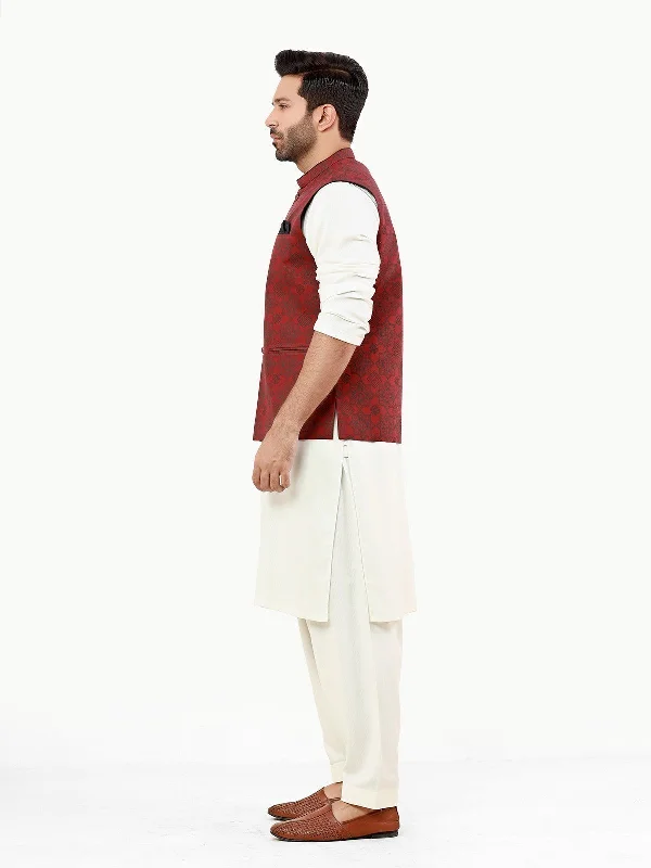 Men's Maroon Waist Coat - EMTWC22-35806