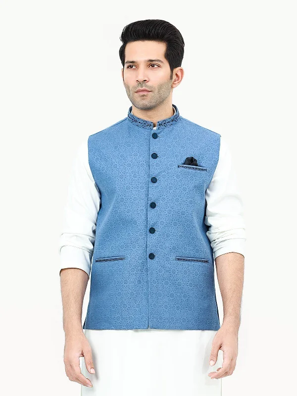 Men's Mid Blue Waist Coat Ceremonial - EMTWCC22-131