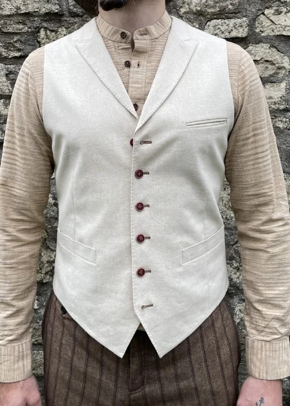 Peak Lapel Waistcoat-natural linen