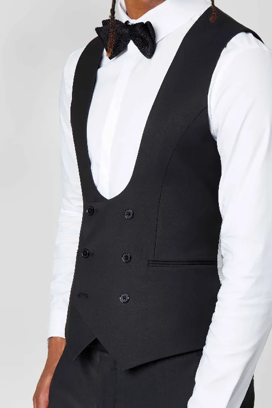 Ellroy Skinny Fit Black Wool Waistcoat