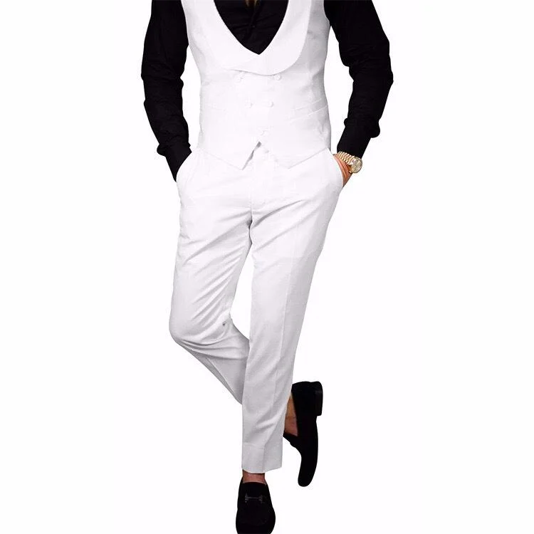 White Double Breasted Waistcoat