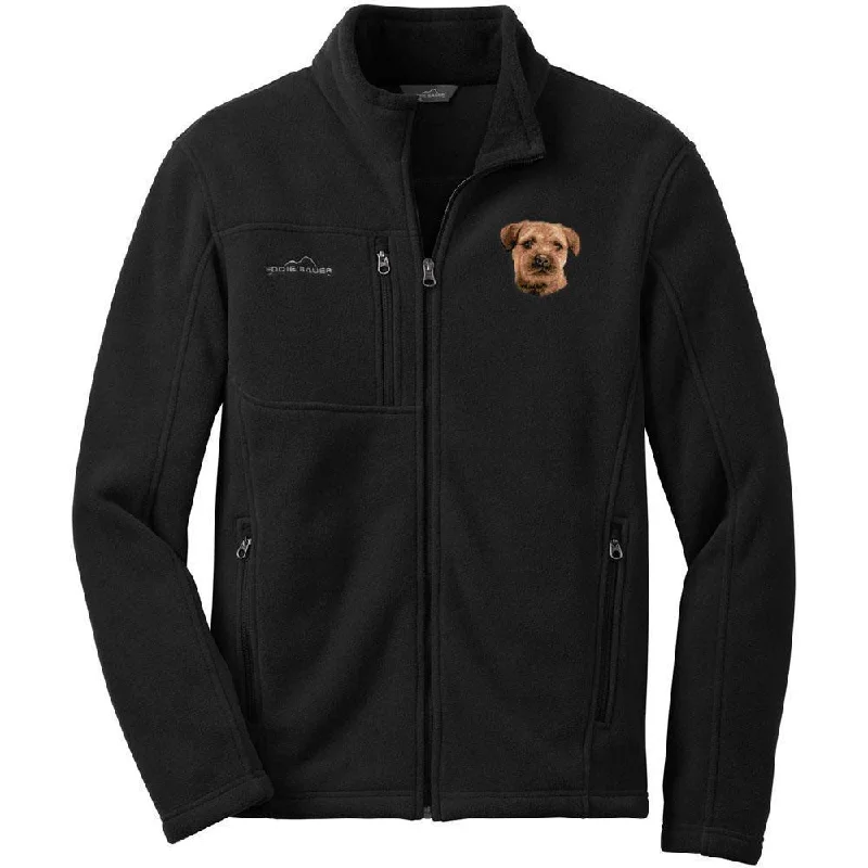 Border Terrier Embroidered Mens Fleece Jackets