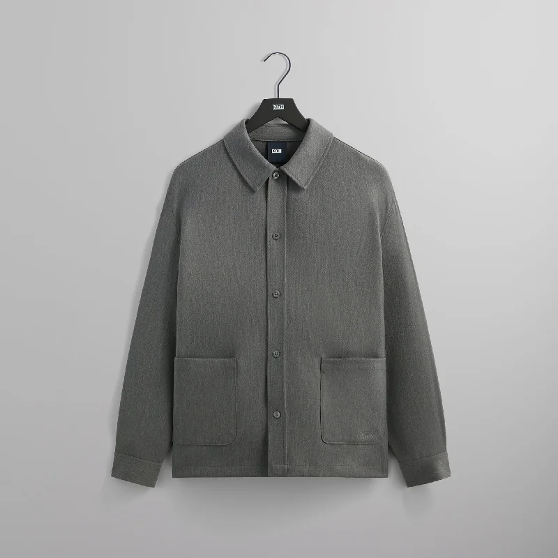 Kith Double Weave Boxy Collared Overshirt - Medium Heather Grey