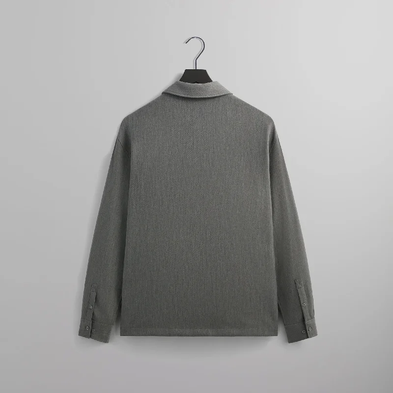 Kith Double Weave Boxy Collared Overshirt - Medium Heather Grey