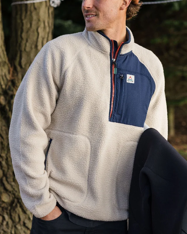 Offgrid 2.0 Half Zip Recycled Sherpa Fleece - Oatmeal/Navy