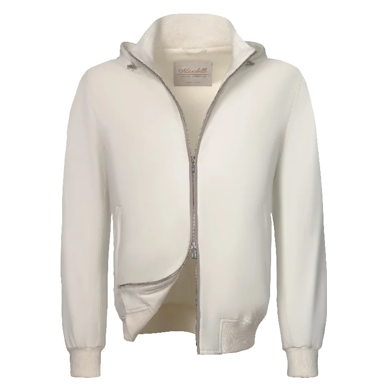 Padded Blouson in White with Detachable Hood