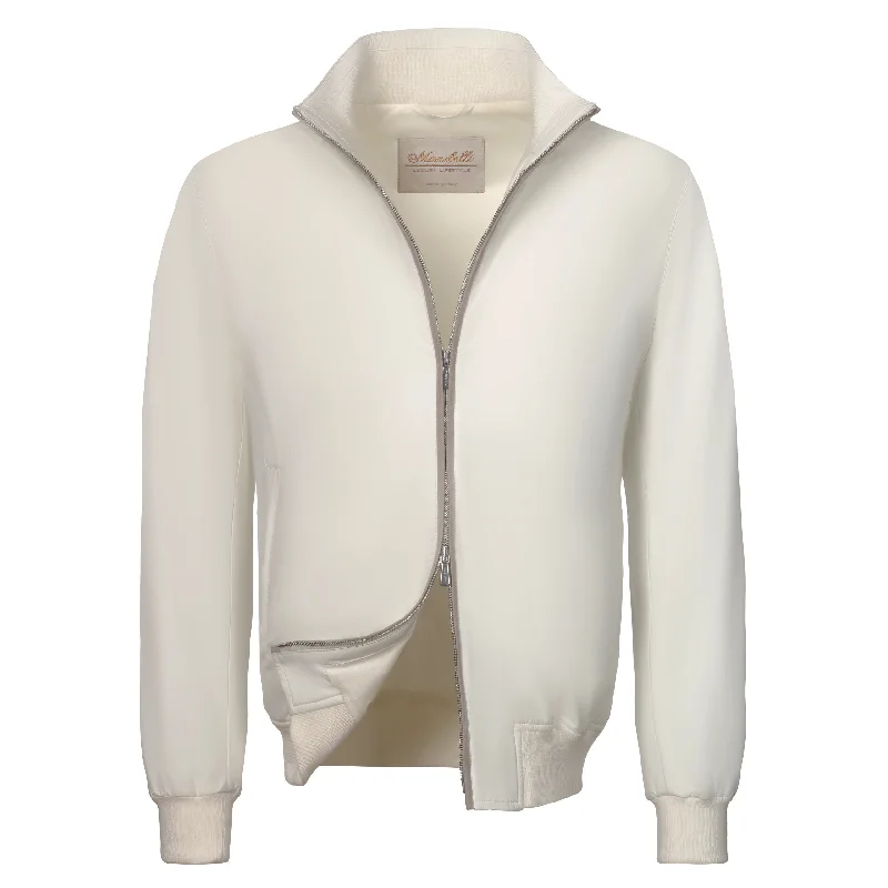 Padded Blouson in White with Detachable Hood