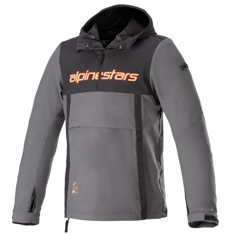 BLOUSON ALPINESTARS SHERPA HOODIE NOIR GRIS ROUGE FLUO