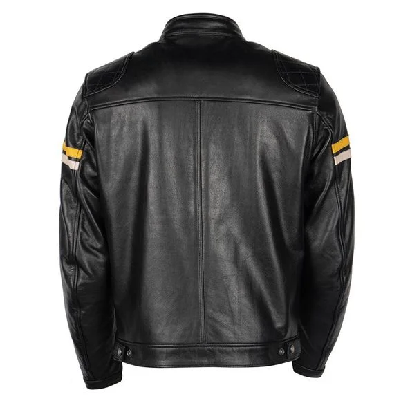 BLOUSON CUIR HELSTONS CHEVY BUFFALO NOIR JAUNE BEIGE