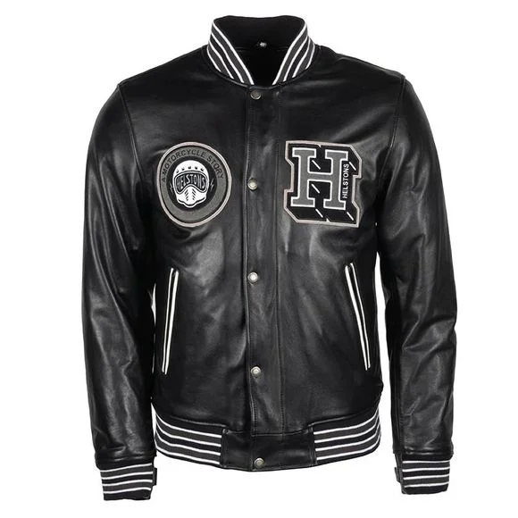 BLOUSON CUIR HELSTONS COLLEGE NOIR