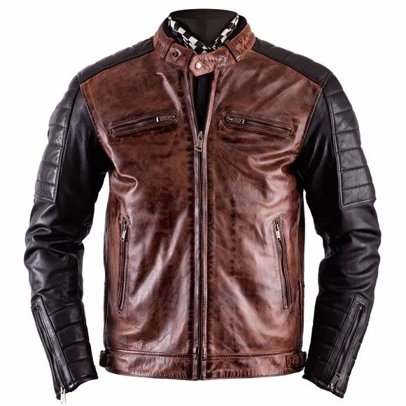 BLOUSON CUIR HELSTONS CRUISER RAG CAMEL NOIR