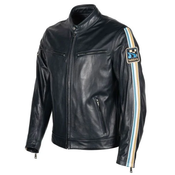 BLOUSON CUIR HELSTONS RACE BLEU