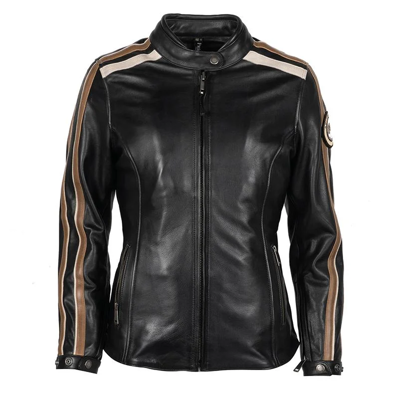 BLOUSON HELSTONS CUIR FEMME JADE NOIR