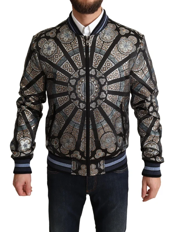 Dolce & Gabbana Elegant Jacquard Bomber Jacket in Men's