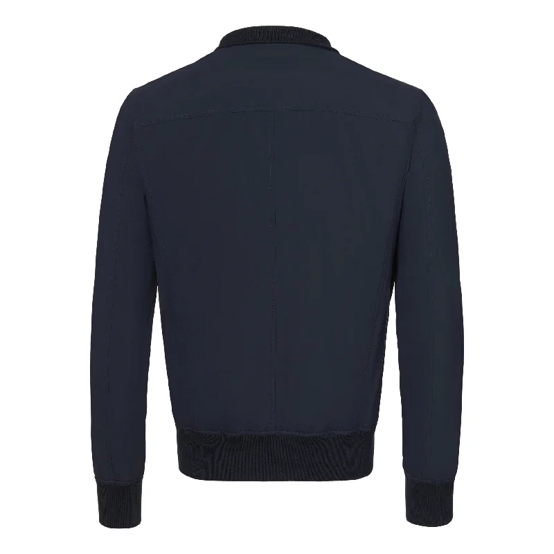 Stand-Up Collar Blouson in Navy Blue