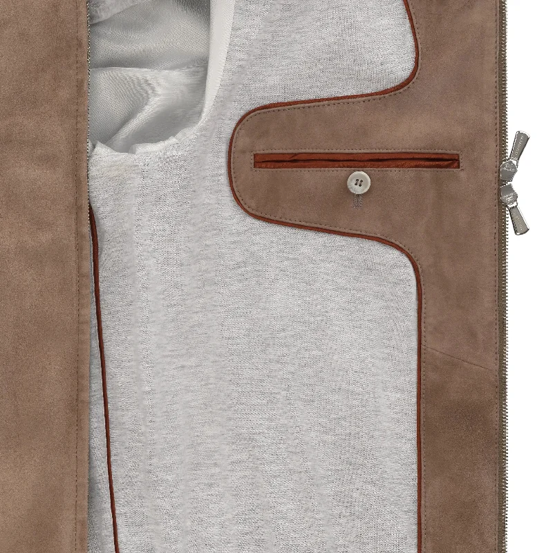 Leather Blouson in Taupe