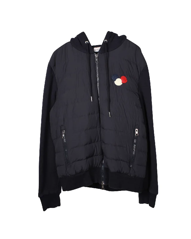 Moncler Hooded Down Jacket in Navy Blue Nylon