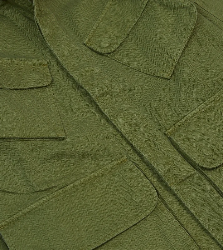 Olive Herringbone Cotton Jungle Jacket