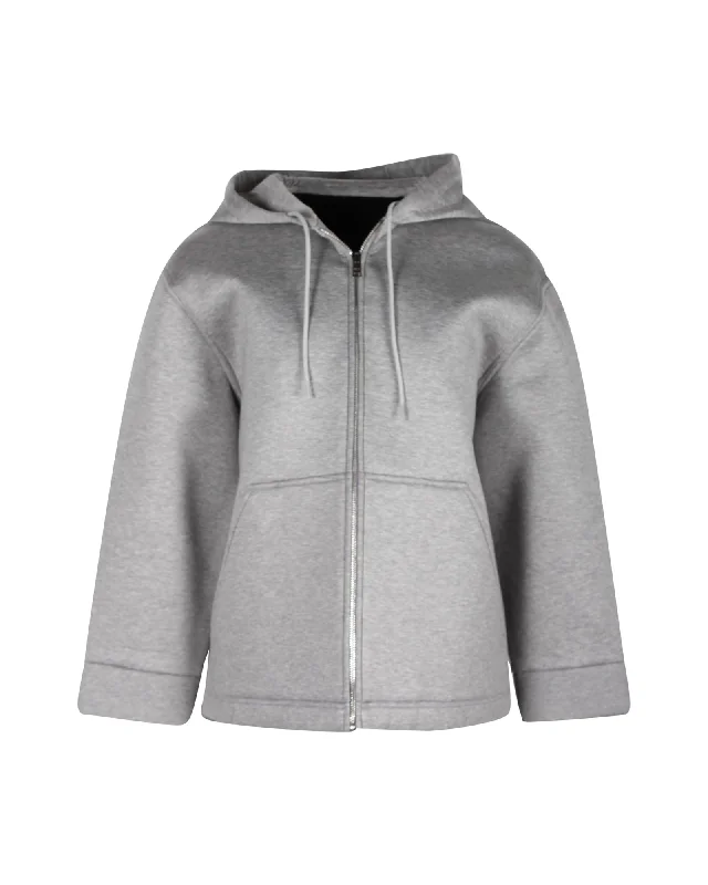 Prada Zip-Front Hoodie in Grey Cotton