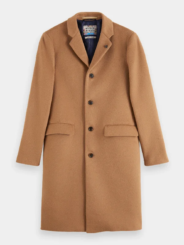 Single-breasted wool blend overcoat