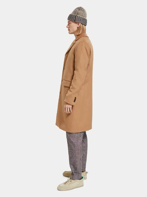 Single-breasted wool blend overcoat