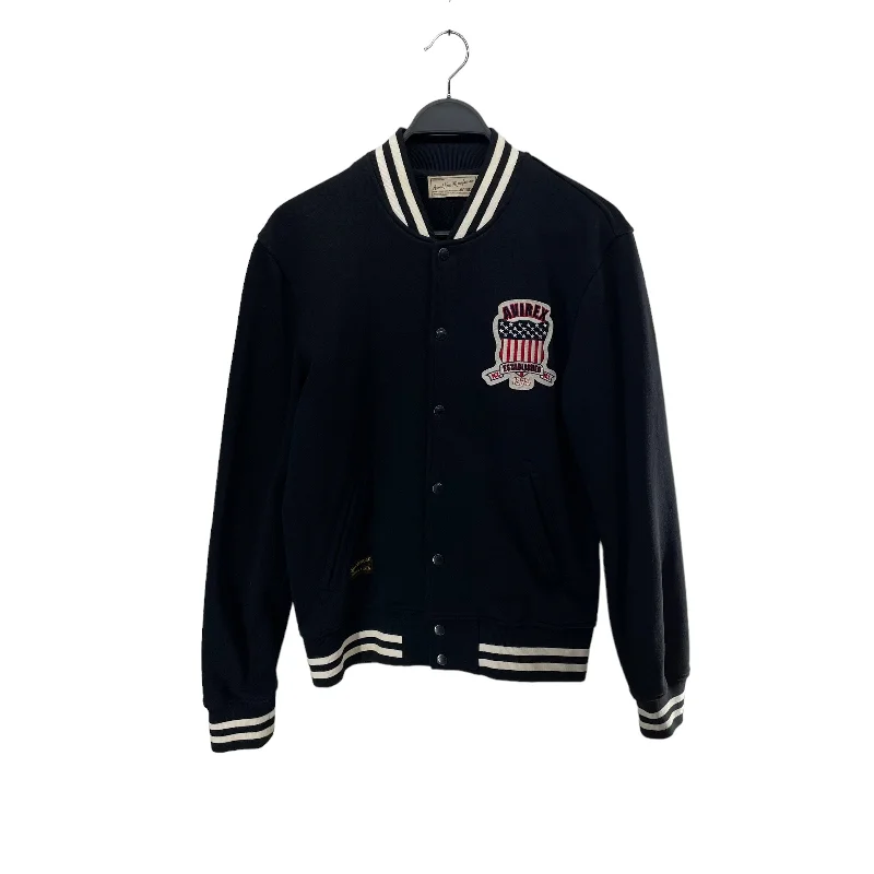 AVIREX/Baseball Jkt/L/Cotton/BLK/LOGO PATCH ON FRONT LEFT