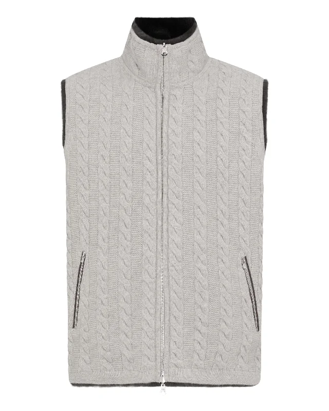 Men's Dolomiti Cable Fur Gilet Fumo Grey