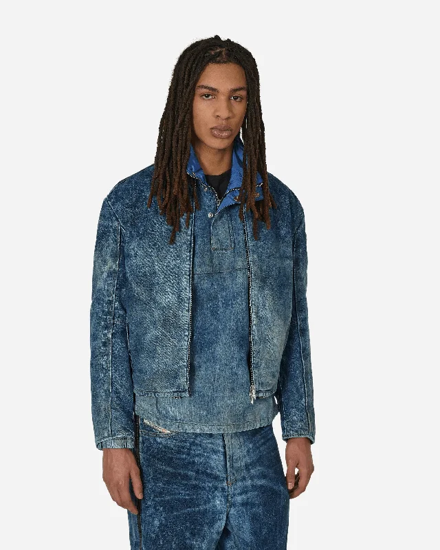 Biker Zip Denim Jacket Blue