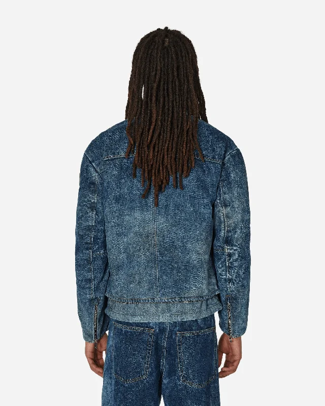 Biker Zip Denim Jacket Blue