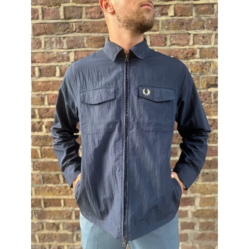 Fred Perry - M5684 Textured Zip Through Navy - Overshirt