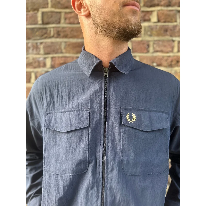 Fred Perry - M5684 Textured Zip Through Navy - Overshirt