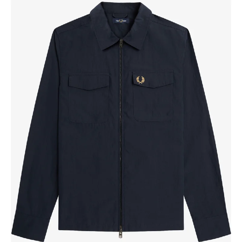 Fred Perry - M5684 Textured Zip Through Navy - Overshirt