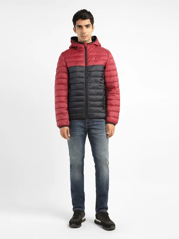 Men's Colorblock Red Hooded Jacket