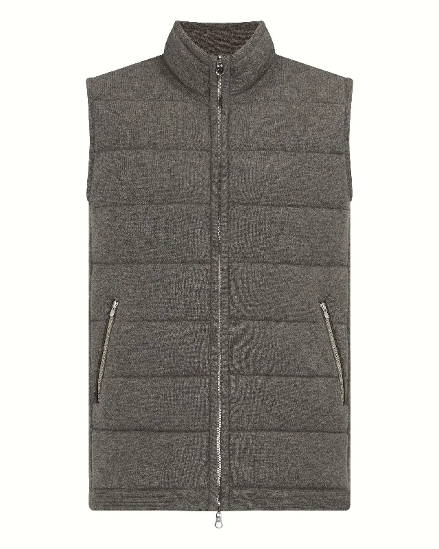 Men's Mall Cashmere Gilet Wood Smoke Brown