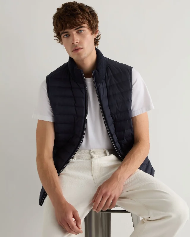 Men's Reversible Cotton Blend Gilet Navy Blue