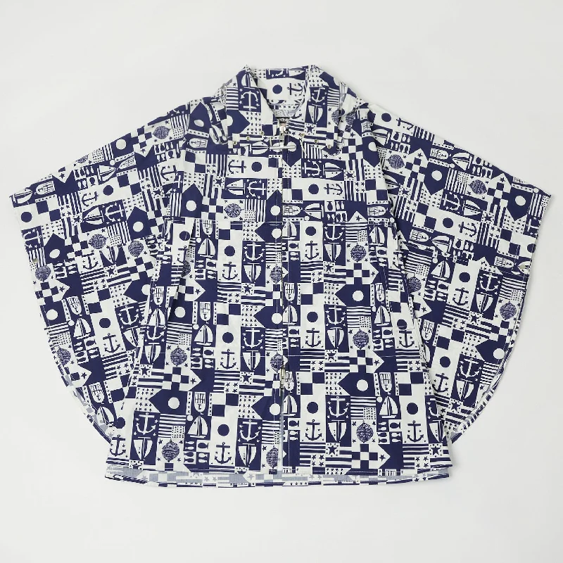 Mighty Mac Poncho Printed Jacket Navy/White