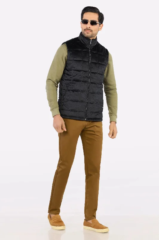 Black Quilted Puffer Vest for Mens